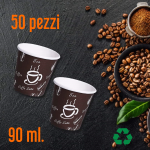 50 PZ Bicchieri Bicchierini Caffè Carta 90 ML BIODEGRADABILI Chicco Caffè 50 PEZZI Asporto 