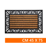 ZERBINO Tappeto FIBRA Cocco e Gomma 45X75 Cm RIGHE Asciugapassi Porta Ingresso 