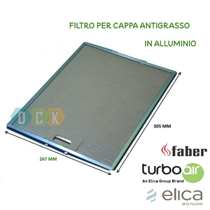 3 X Filtro Cappa Alluminio Metallico 267 x 305 x 9 mm Elica Antigrasso Faber Ariston