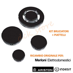 Kit 4 Bruciatori Piattelli Spartifiamma 3 Fuochi Tripla Corona Cucina Indesit Ariston