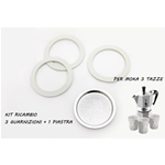 Kit Ricambio 3 Guarnizioni Gomma + 1 Filtro Caffettiera 3 Tazze Bialetti