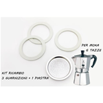 Kit Ricambio 3 Guarnizioni Gomma + 1 Filtro Caffettiera 6 Tazze Bialetti