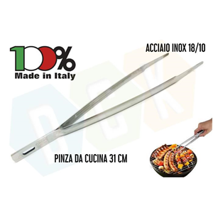 Pinza Chef Da Cucina Acciaio Inox 18/10 A Molla 31 Cm Made In Italy Frittura Barbecue