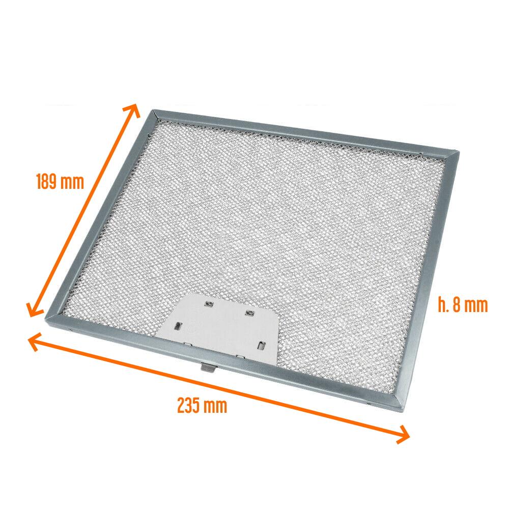 Filtro Cappa Metallico Alluminio Antigrasso 235x189x8 mm FABER ARISTON  ELICA TURBOAIR