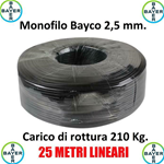 Monofilo 25 Metri  Bayco 2,5 Mm Tirante Antenne Tralicci Bayer Indistruttibile