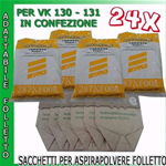 24 Sacchetti Carta Adattabili Per Vorwerk Folletto Vk130  Vk131 In Busta