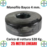 Monofilo 25 Metri Bayco 4 Mm Tirante Antenne Tralicci Bayer Indistruttibile