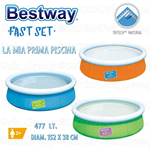 Bestway Piscina FAST SET Bambini Gonfiabile Autoportante Vari Colori Fuoriterra