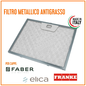 Filtro Cappa Metallico Alluminio Antigrasso 235x189x8 mm FABER ARISTON  ELICA TURBOAIR