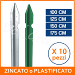 Palo Paletto PLASTIFICATO o ZINCATO a T Ferro Verde VARIE ALTEZZE per Recinzioni Rete Metallica 
