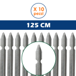 10 Pezzi Palo Paletto ZINCATO a Caldo 125 CM a T Recinzione Rete Metallica Elettrosaldata