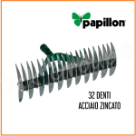 Rastrello Sarchiatore Arieggiatore 32 Denti Acciaio Zincato Papillon Terreno Senza Manico