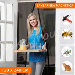 Zanzariera Tenda Magnetica 120x240cm Calamita Porta Velcro Anti Insetti 