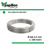 Filo Zincato PAPILLON Verde 100 METRI Bobina Filo 2,5 mm Tensione RETI Antiruggine 