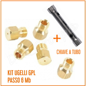 Kit 5 Ugelli Gas Liquido GPL Passo 6 MB + Chiave a Tubo Zanussi Ariston Indesit Smeg