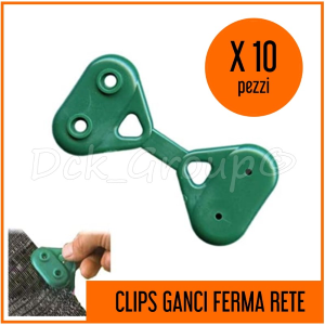 CLIPS Graffette Ganci FERMA RETE Green Buttons Clips Pvc Per Fissaggio Rete Ombreggiante 10 PEZZI 