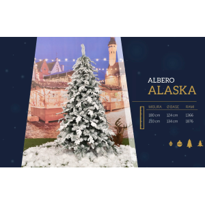 Albero Di Natale Alaska Innevato Floccato Folto 180 - 210 Cm Realistico Ombrello Pe+Pvc