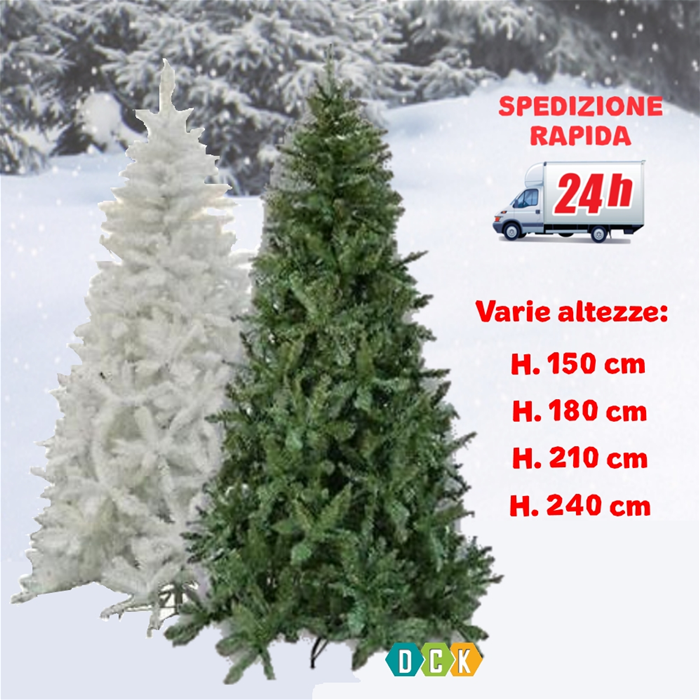 Albero Di Natale 150 180 210 240 Cm Standard Realistico Verde Bianco Innevato Ebay